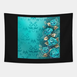 Composition with Turquoise Roses Tapestry