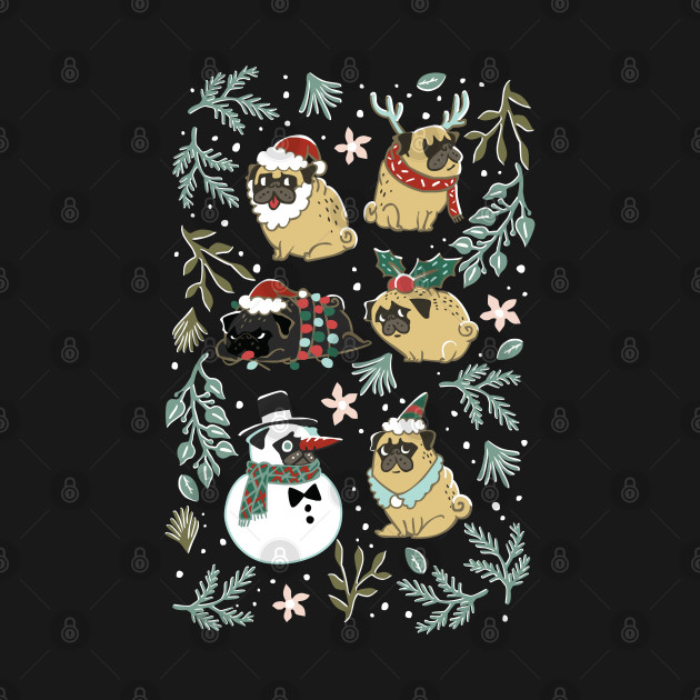 Disover Christmas Pugs - Christmas - T-Shirt