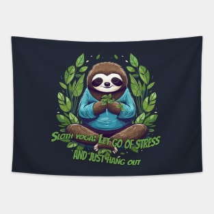 Adorable Sloth Yoga T-Shirt Design for Relaxation and Fitness Tapestry