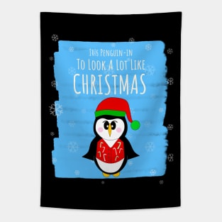MERRY Christmas Cute Penguin Tapestry