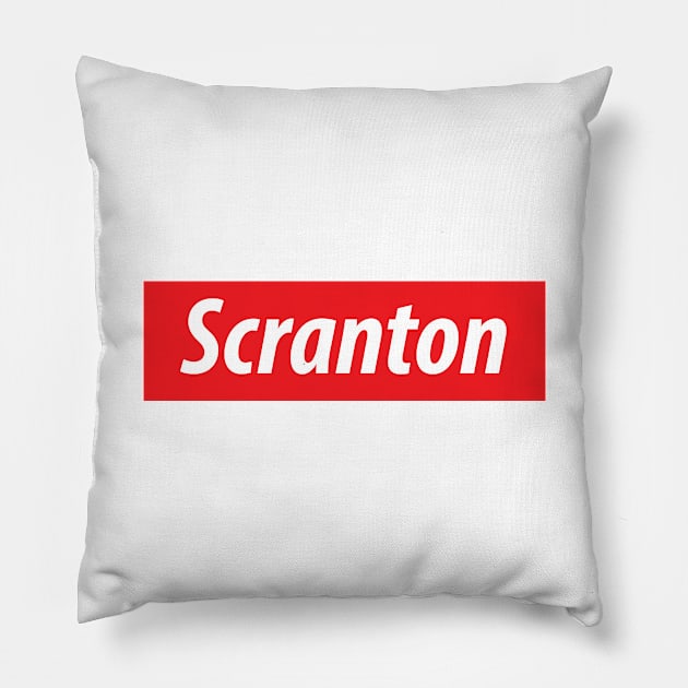 ​'Scranton' Pennsylvania USA white text on a red background Pillow by keeplooping