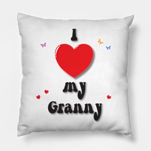 I love my granny doodle hand drawn design Pillow