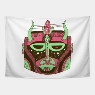 Pink Mint African Mask No 8 Tapestry