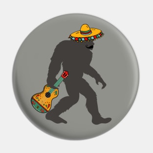 Funny Bigfoot with Moustache and Mexican Guitar for Cinco de Mayo Pin