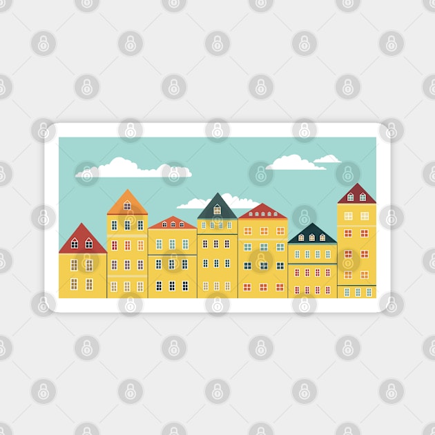 Yellow buildings Magnet by Mimie20