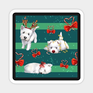 Christmas Westies green pattern Magnet