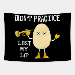 Trumpet Lost Lip White Text Tapestry