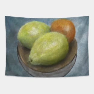 Painting of 2 Lemons and 1 Tangerine Tapestry