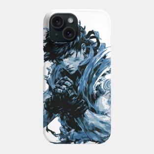 Ryu from Street Fighter in Fighting Pose with Furious Face in Ink Painting Style Phone Case