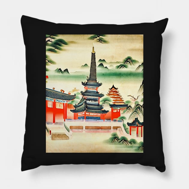 Pagoda and temple in Cambodia Pillow by Zamart20