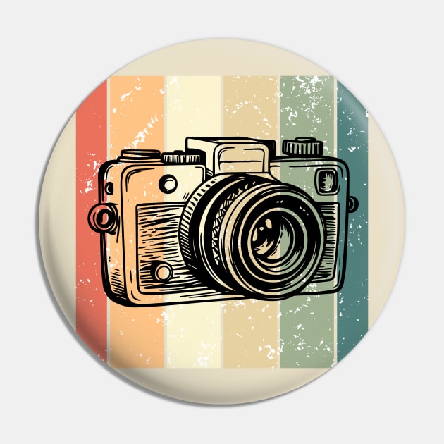 Vintage Colors Retro Photographer Camera Pin by Jedidiah Sousa