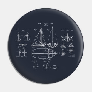 Nautical Sailboat Patent Drawing Pin