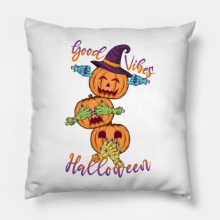 Halloween funny pumpkin head close your eyes, close your mouth Pillow