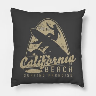 Surfers paradise vintage retro california sun waves beach tan color Pillow