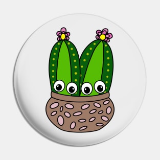 Cute Cactus Design #311: Cacti Couple In A Nice Pottery Pot Pin