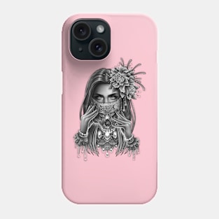 Skull Mask and Peony Flower Phone Case