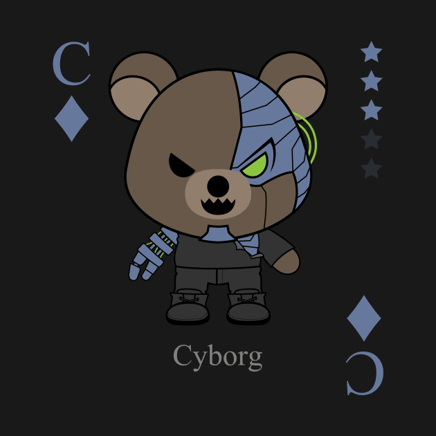 Cyborg killing machine Evil bear cute scary cool Halloween card Nightmare by ACDC Animal Cool Dark Cute