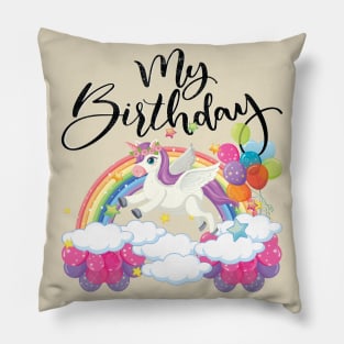 Cute unicorn sign Birthday, Funny my birthday t shirt best gift for girls Pillow