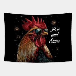 Rise and Shine - Rooster (with White Lettering) Tapestry