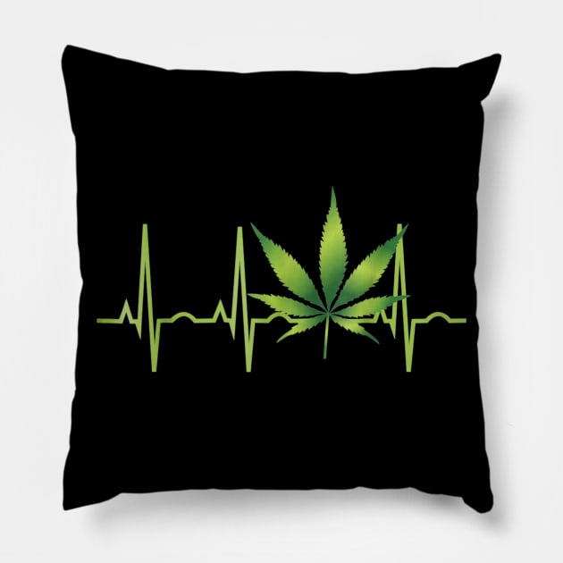 Weed Canabis Leaf Heartbeat Shirt Pillow by Bruna Clothing