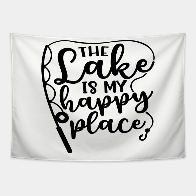 The Lake Is My Happy Place Tapestry by GlimmerDesigns