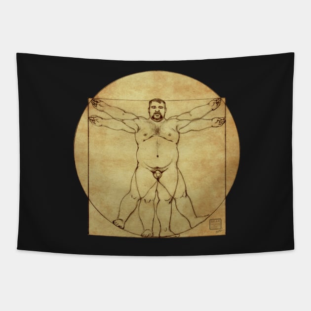 Vitruvian Bear! Tapestry by BEarMUSEMENT