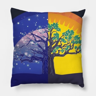 Day and night tree of life Pillow