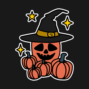 Spooky Halloween Pumpkin in a Witches Hat T-Shirt