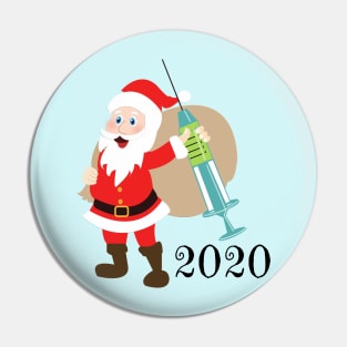 Santa 2020 delivering vaccine Pin