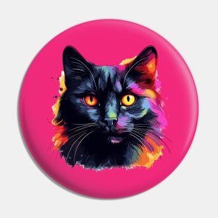 Black Longhair Cat Pin