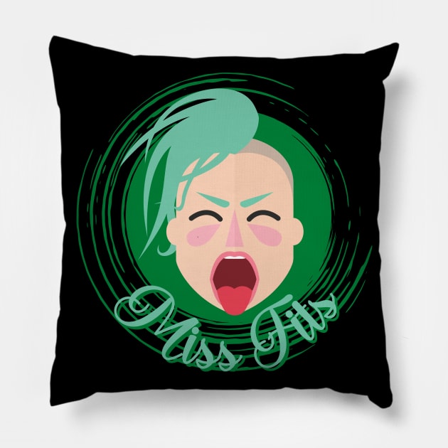 Miss Fits Misfits Funny Angry Woman Design Pillow by nathalieaynie