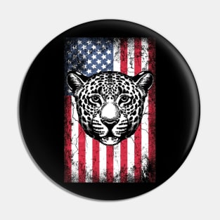 Patriotic Leopard American Flag Pin