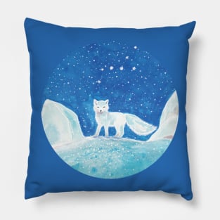 Arctic Fox in winter Illustration Pillow