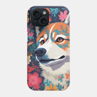 Garden Husky, Siberian Husky with Flowers Phone Case