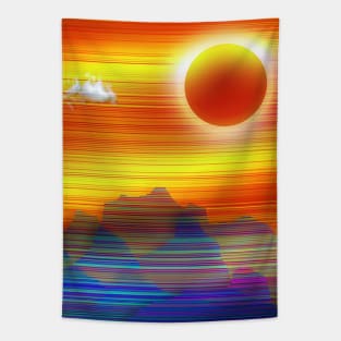 Abstract orange sunset Tapestry