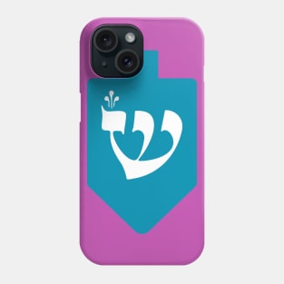 Turquoise Hanukkah Dreidel with the Letter Shin Phone Case