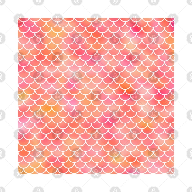 Pink, Orange, Yellow Mermaid Print by PLLDesigns