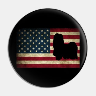 Shih Tzu dog Silhouette American flag Memorial Day Independence day Pin