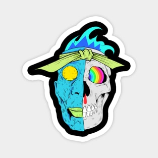 Dope half face and half skull face illustration Magnet