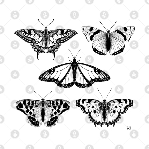 Black-and-white Butterflies by VeraAlmeida