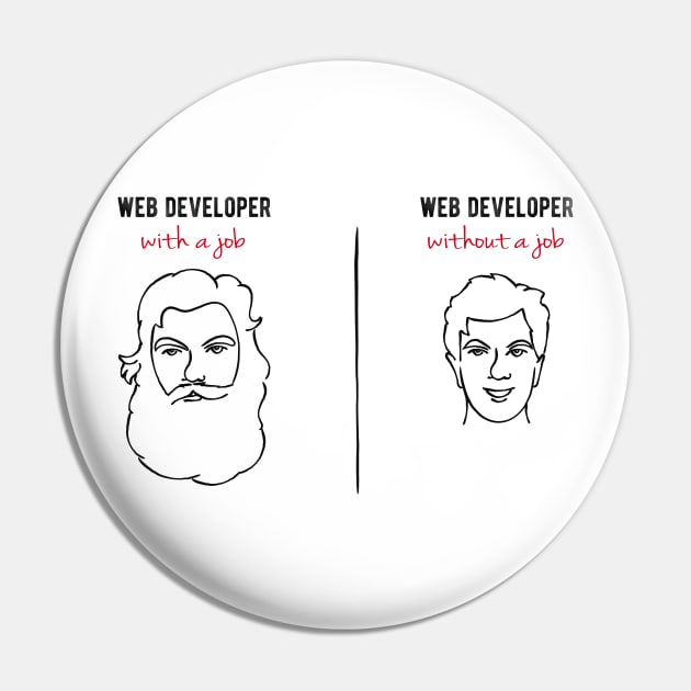 Web Developer With/Without a Job - Funny Programming Jokes - Light Color Pin by springforce