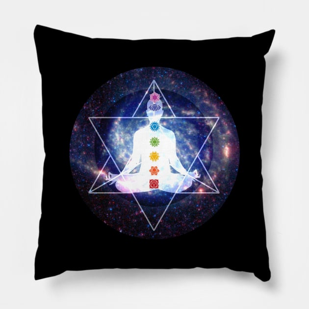 Merkaba Lightbody Chakra Meditation Pillow by Bluepress