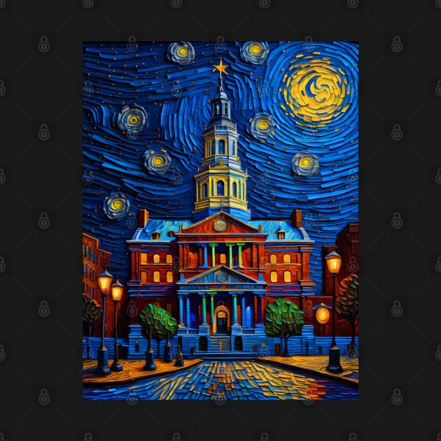 Independence Hall im starry night by FUN GOGH