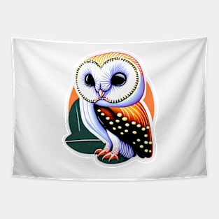 cute owl on leaf sticker Tapestry