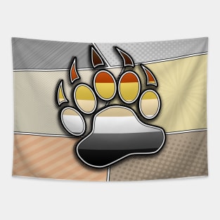 Halftone Gay Bear Pride Paw with Flag Background Tapestry