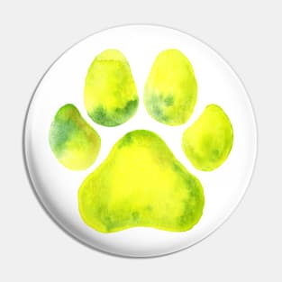 Yellow Green Paw Print Pin