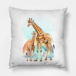 Father Baby Giraffe Pillow