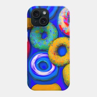 Colorful Donuts Blue Phone Case