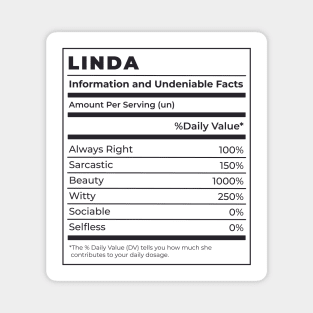 Funny Food Label Female Ingredients LINDA Magnet