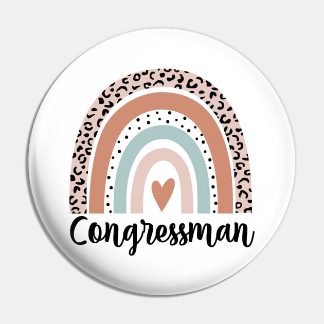 Congressman Rainbow Leopard Funny Congressman Gift Pin by HeroGifts